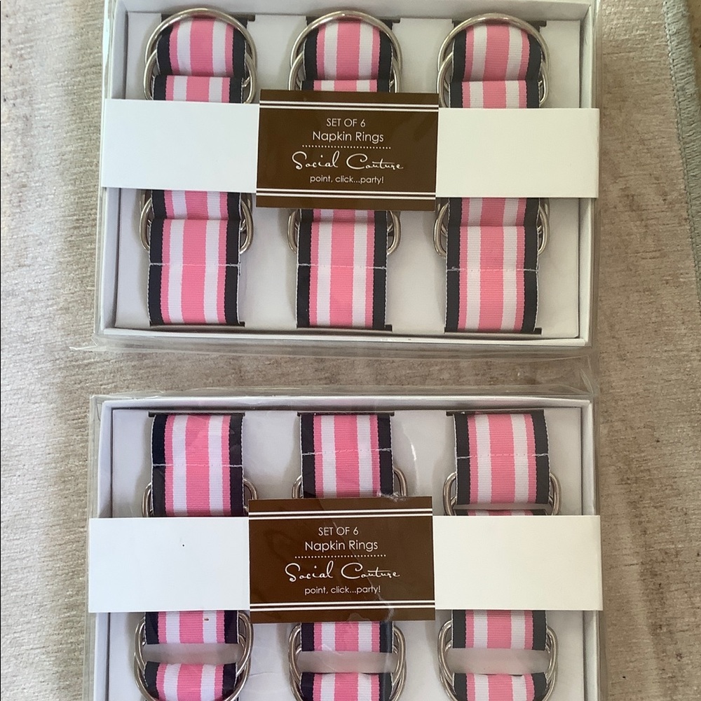 Grosgrain ribbon belt style napkin rings s/12 new!